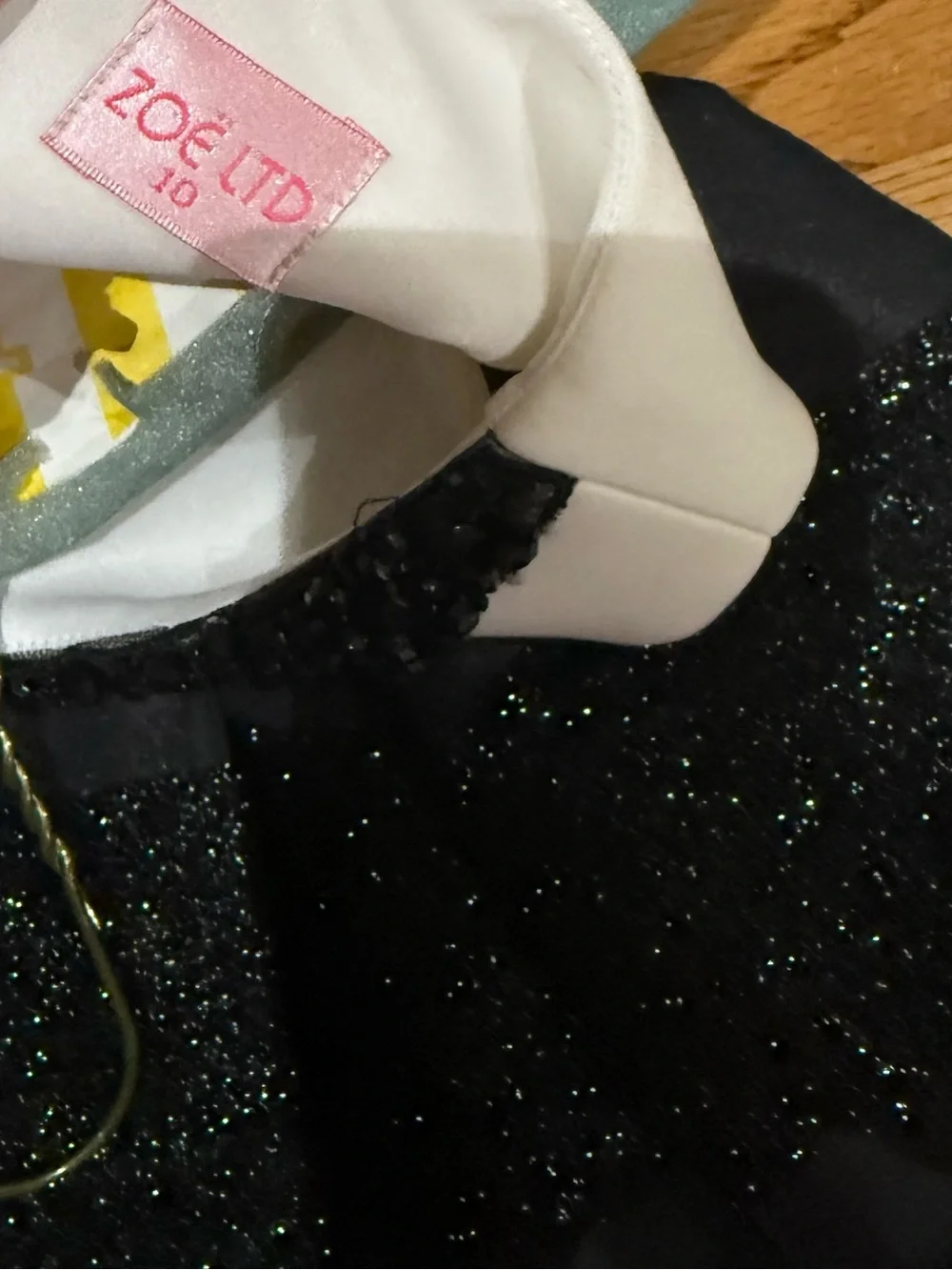 Girls' Black & White Beaded Collar Party Dress